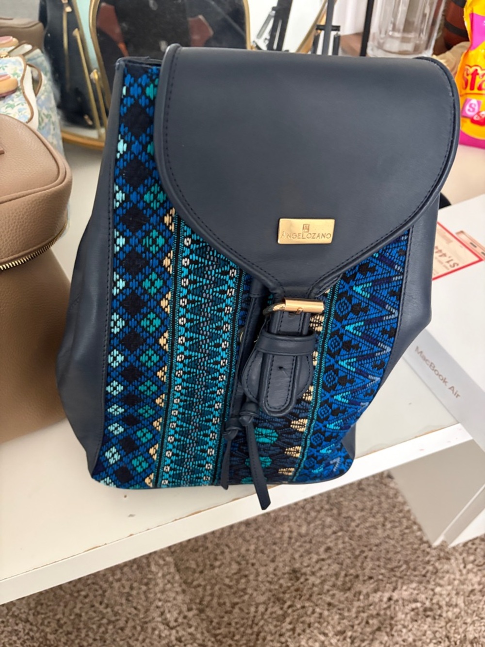 Blue Patterned Women's Backpack